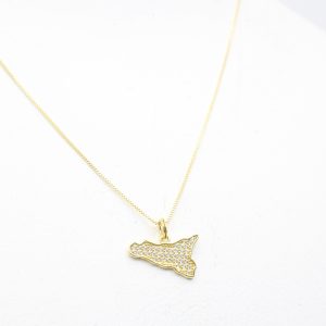 collana sicilia pave' zirconi dorata 14x10 mm