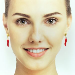 orecchini corno rosso dorati
