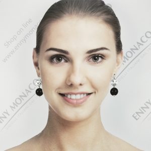 orecchini monacali swarovski onice rodiati