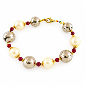 bracciale sunpearl boule resina rodiata diaspro