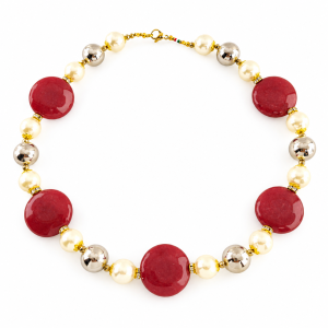 collana dischi agata rossa sunpearl resina rodiata