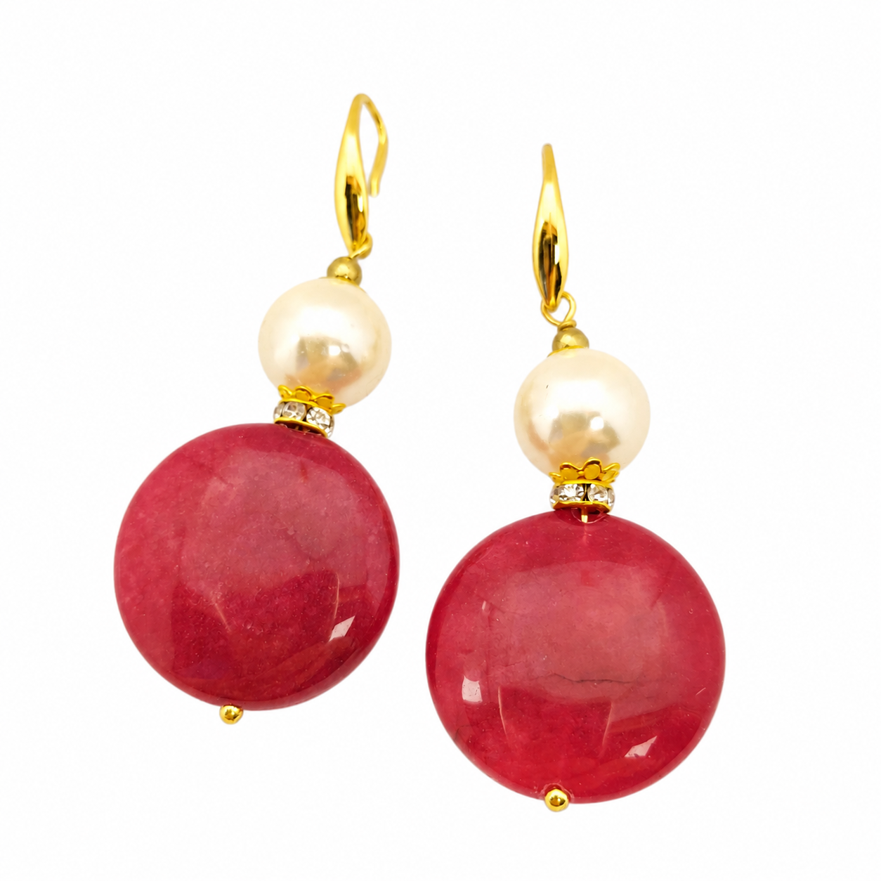 ORECCHINI DISCO DIASPRO ROSSO SUNPEARL 12mm ORECCHINI DISCO DIASPRO ROSSO SUNPEARL 12mm