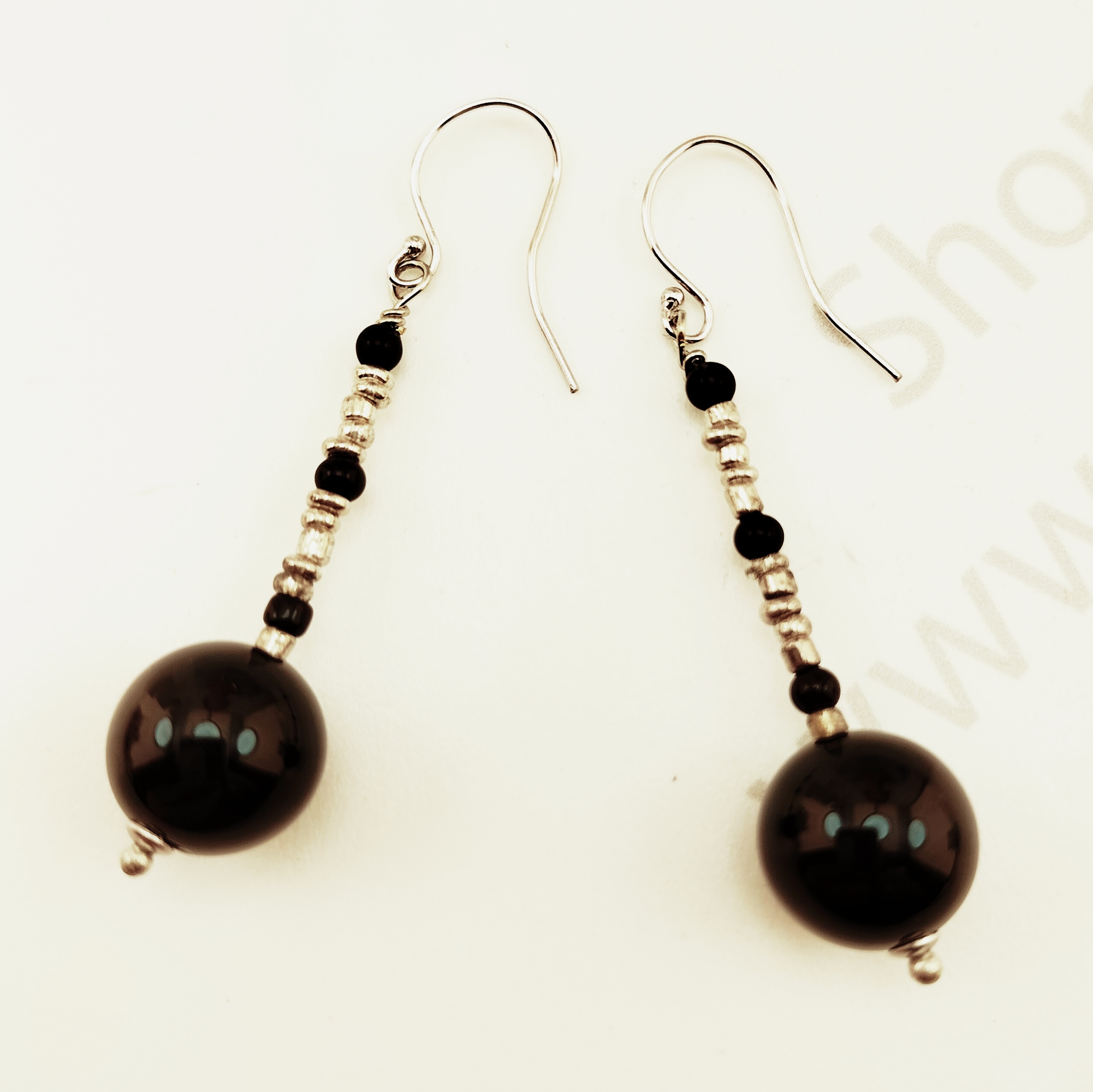 orecchini argento boule onice