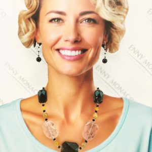 collana rettangoli quarzo rutilato agate gialle