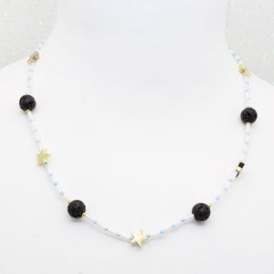 collana stelline lava murano bianco