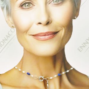 collana lapis perla coltivata corno rodiato