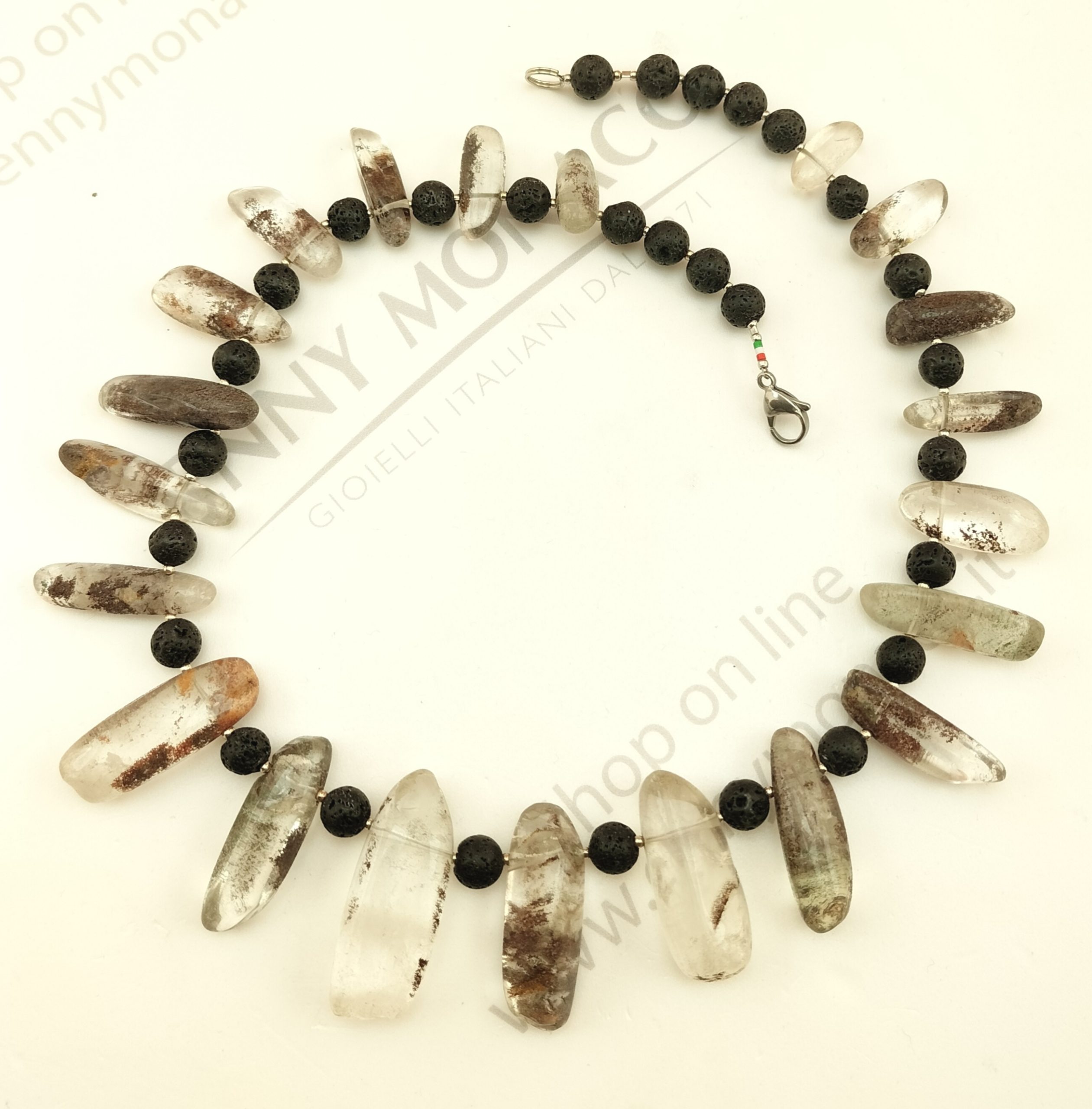 collana raggi quarzo rutilato lava