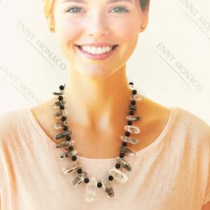 collana raggi quarzo rutilato lava