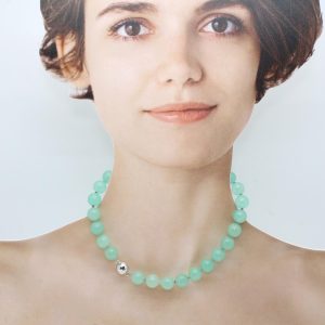 collana giada tormalina 10mm smeraldo