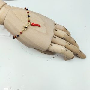 bracciale rosario rosso/blu cornetto rosso