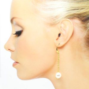 ORECCHINI MODELLO CHANEL DORATURA PLUS SANPEARL 14MM