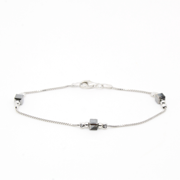 BRACCIALE CUBETTI EMATITE ARGENTO RODIATO