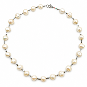 collana perla coltivata tubetti ematite