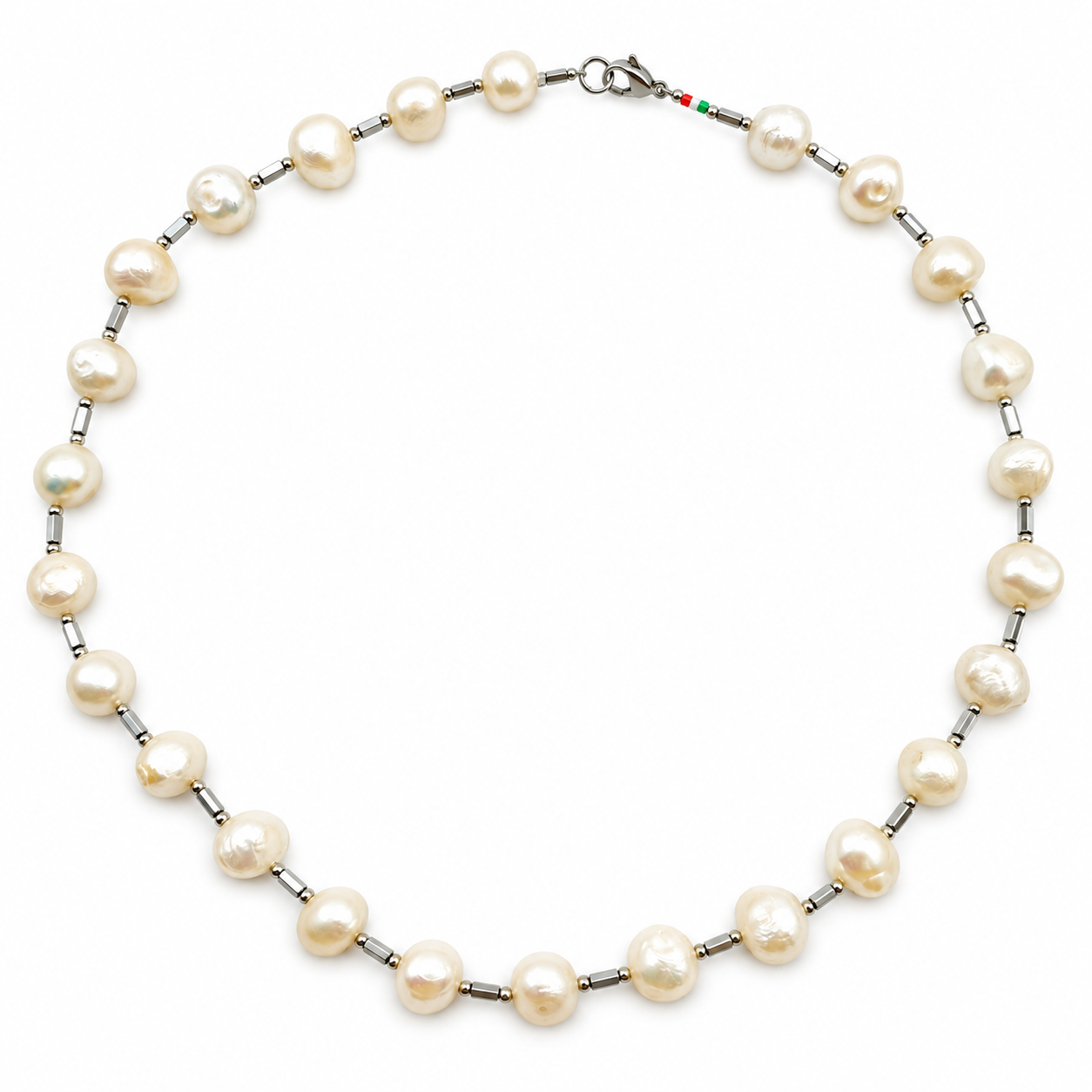COLLANA PERLA COLTIVATA TUBETTI EMATITE COLLANA PERLA COLTIVATA TUBETTI EMATITE