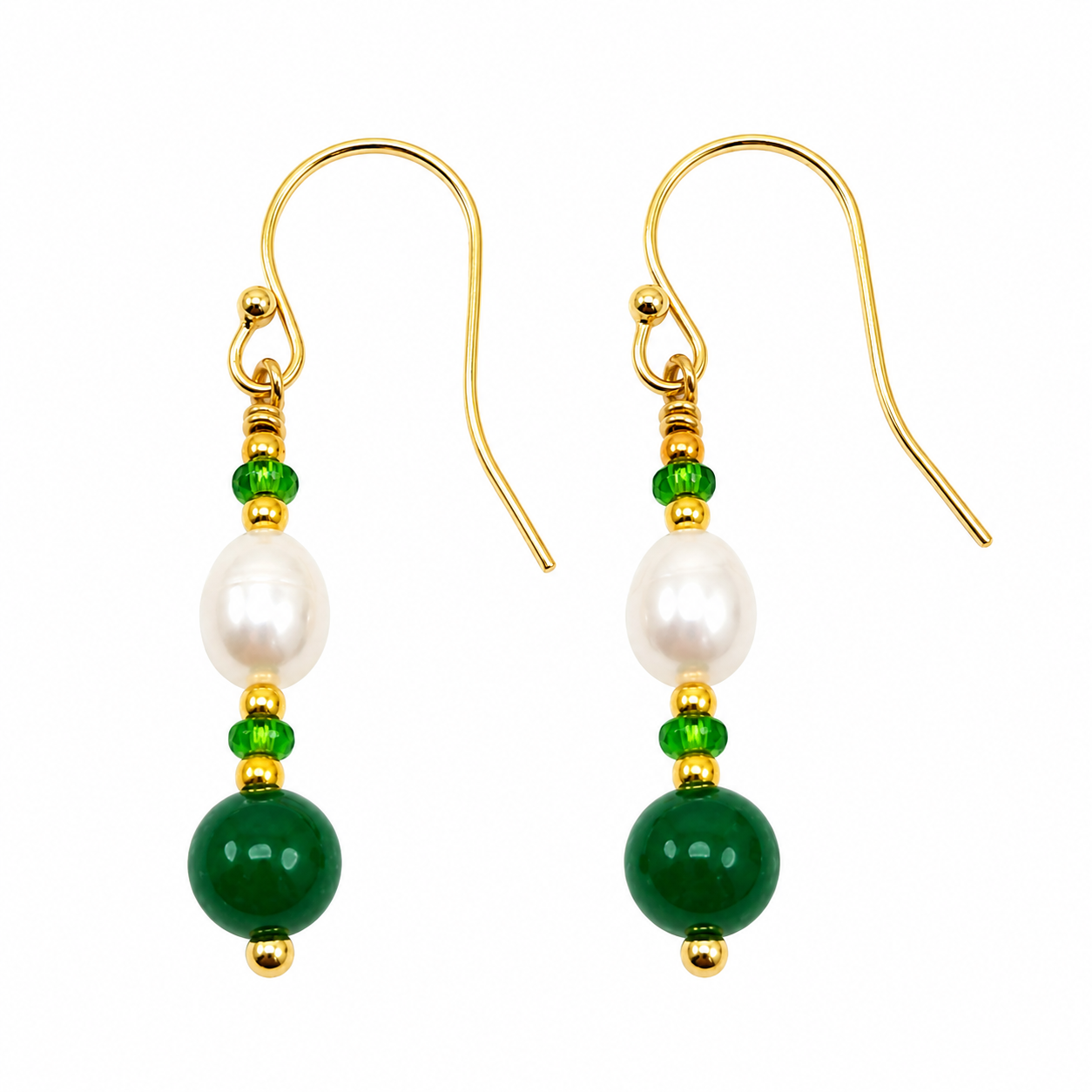 ORECCHINI GIADA TORMALINA VERDE PERLE COLTIVATE ORECCHINI GIADA TORMALINA VERDE PERLE COLTIVATE
