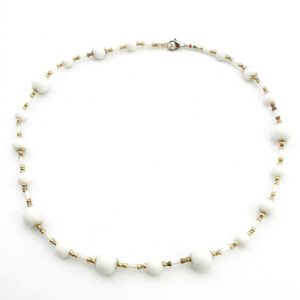 collana agata bianca 12mm tubetti murano total white
