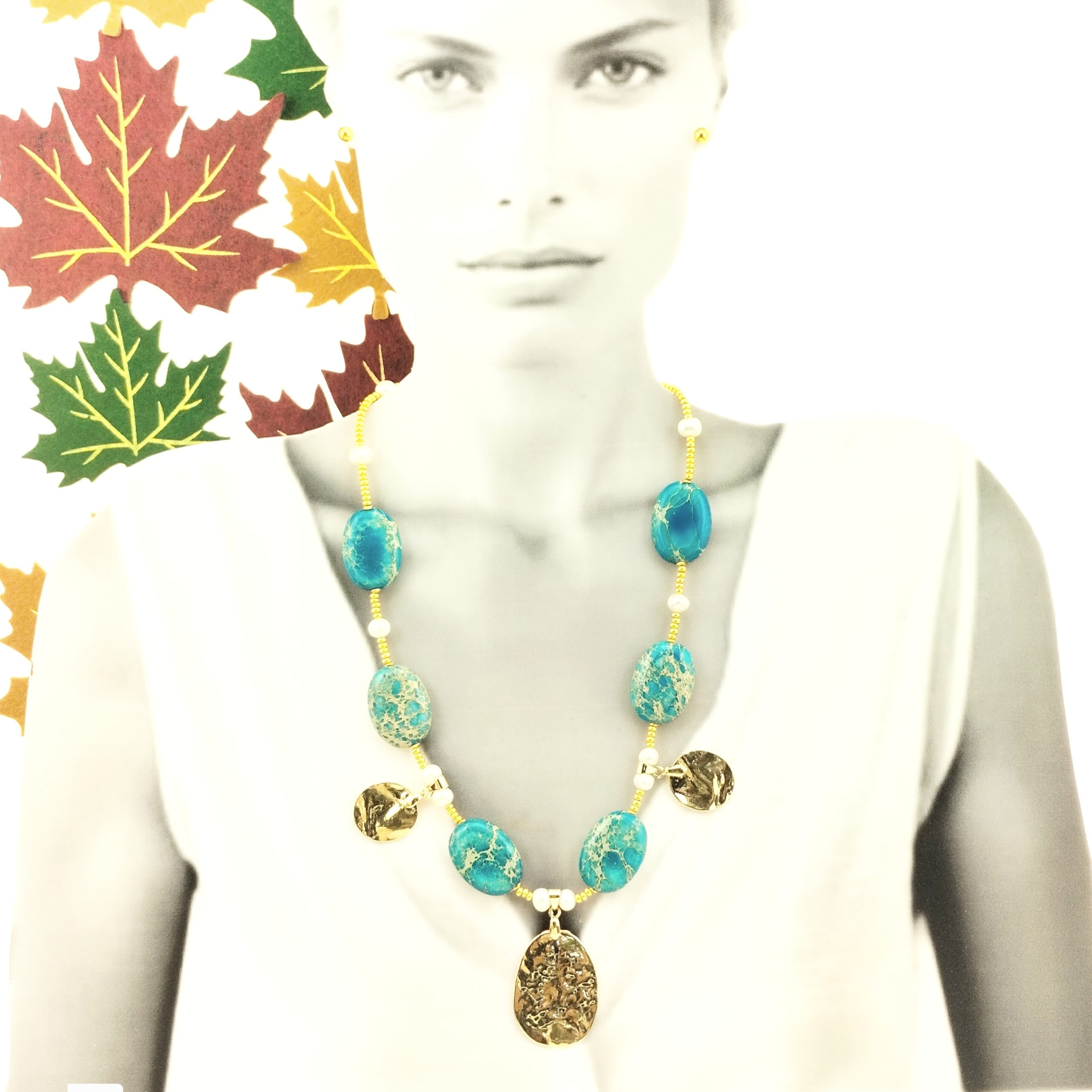 COLLANA CRISOCOLLA OVALI 3 CIALDE COLLANA CRISOCOLLA OVALI 3 CIALDE