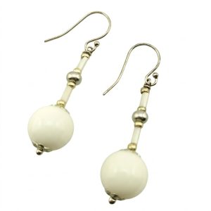 orecchini agata bianca tubetti murano total white