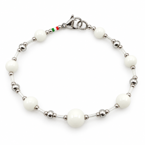 bracciale agata bianca tubetti murano total white