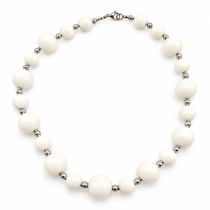 collana agata 16 12mm total white