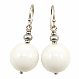 orecchini argento agata 16 mm total white