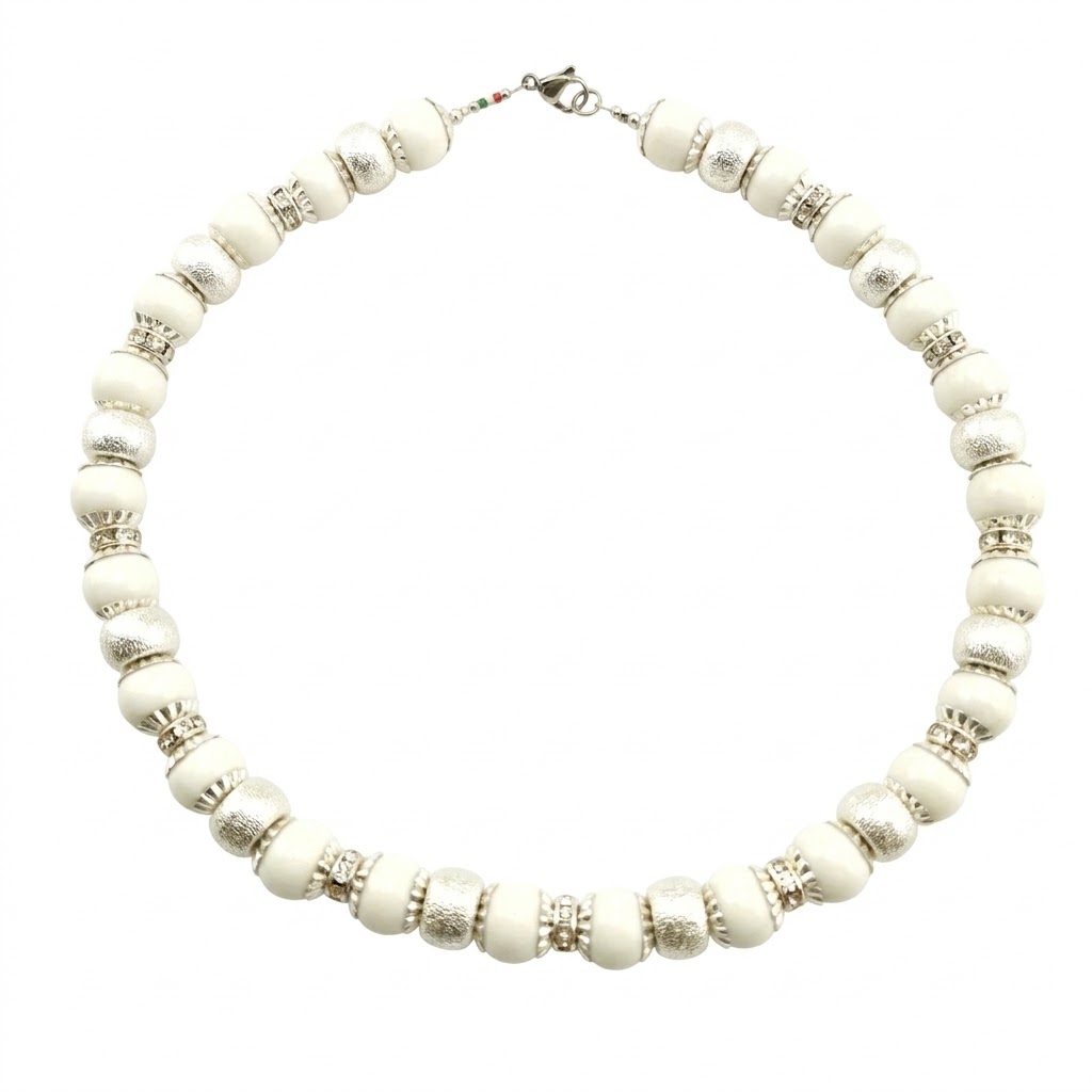 COLLANA TOTAL WHITE INTERCALARI SATINATI COLLANA TOTAL WHITE INTERCALARI SATINATI