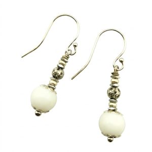 orecchini total white murano 8mm