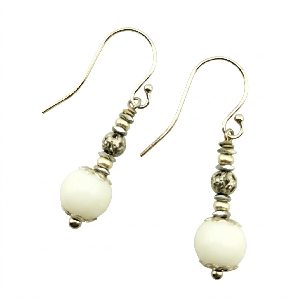 ORECCHINI TOTAL WHITE MURANO 8mm ORECCHINI TOTAL WHITE MURANO 8mm