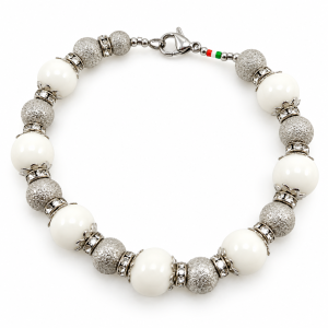 bracciale total white murano 12mm swarovski