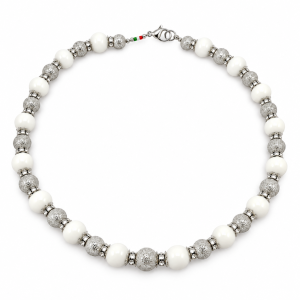 collana total white murano 12mm swarovski