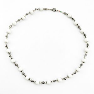 collana total white murano 8mm pallina filigrana