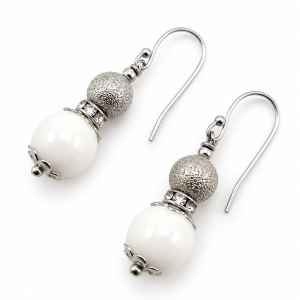 orecchini total white murano 12mm swarovski