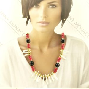 collana barrette scaramazze onice corallo bamboo