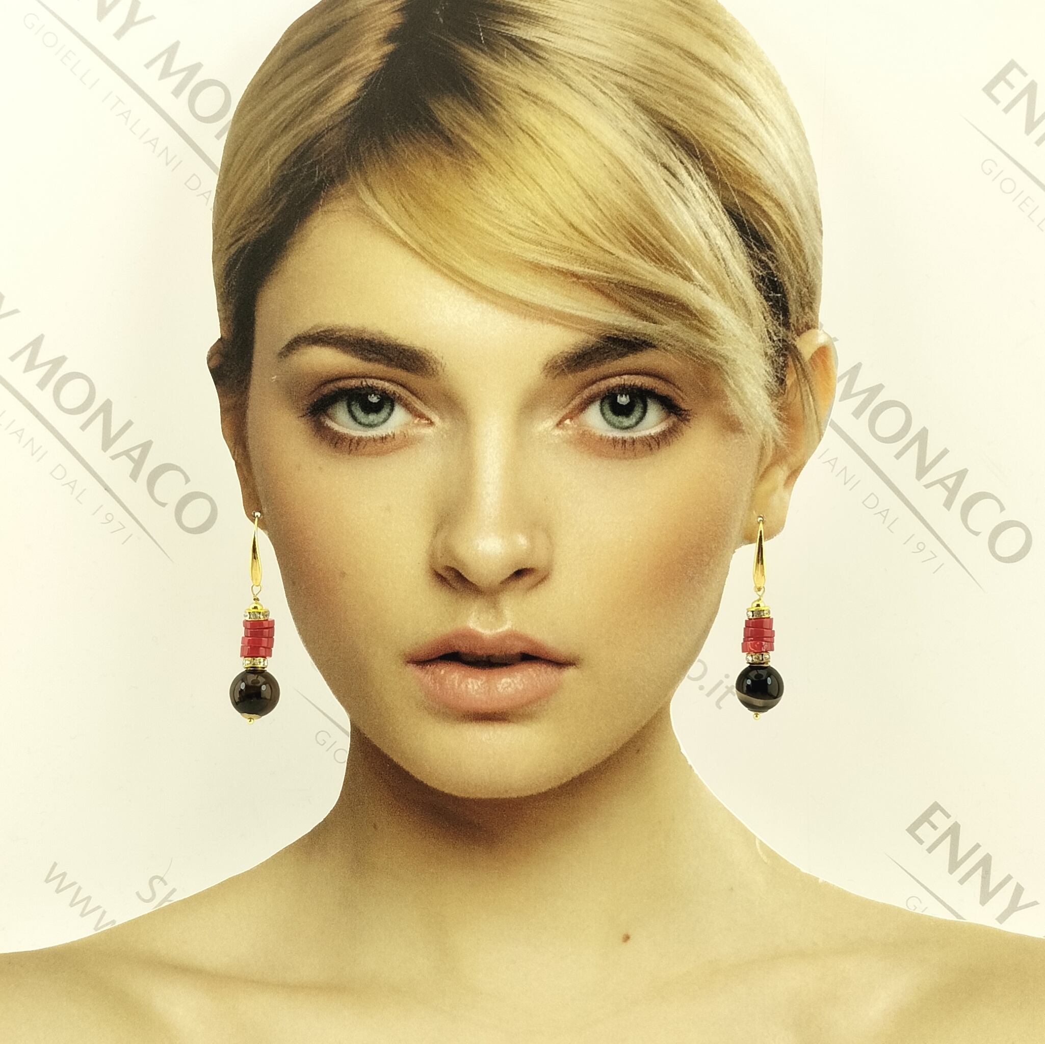 orecchini dischi bamboo onice 14 mm