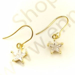 orecchini stella zircone amo argento dorato