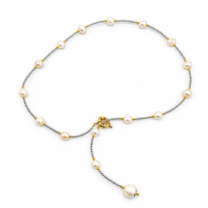 collana cravatta perle coltivate palline miste