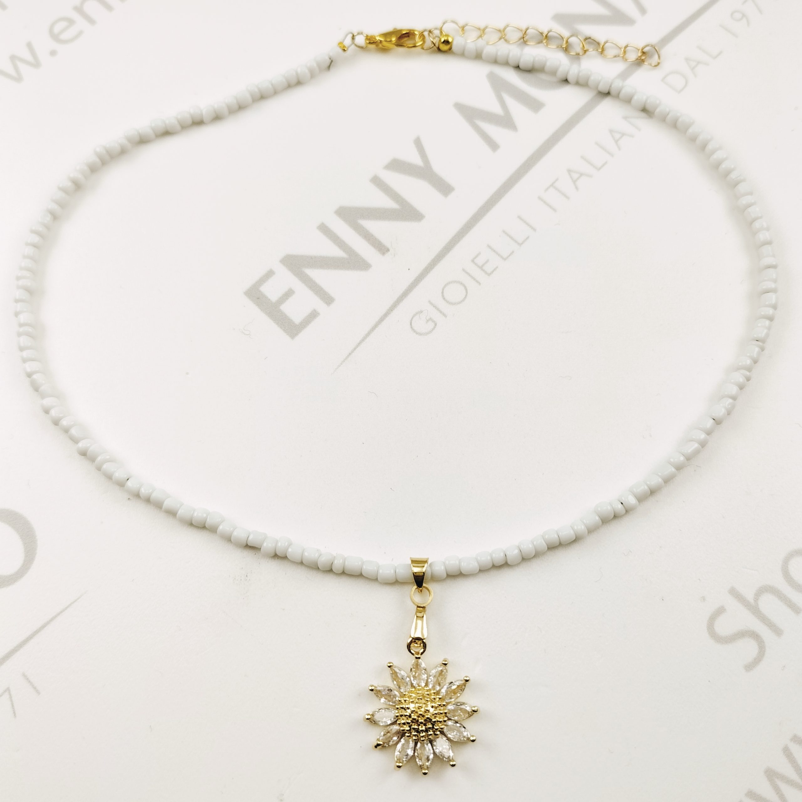 collana murano bianca girasole cubic zircon