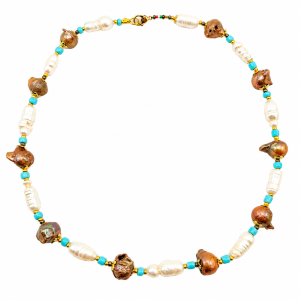 collana perle keshi lunghe e marroni
