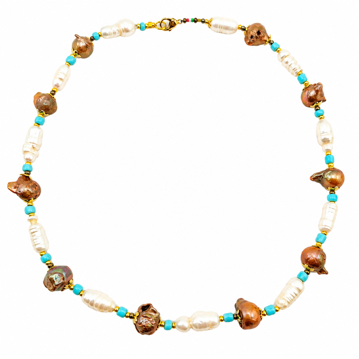 COLLANA PERLE KESHI MARRONI E SCARAMAZZE LUNGHE BIANCHE COLLANA PERLE KESHI MARRONI E SCARAMAZZE LUNGHE BIANCHE