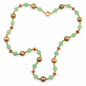 collana perla keshi sfere giada turmalina