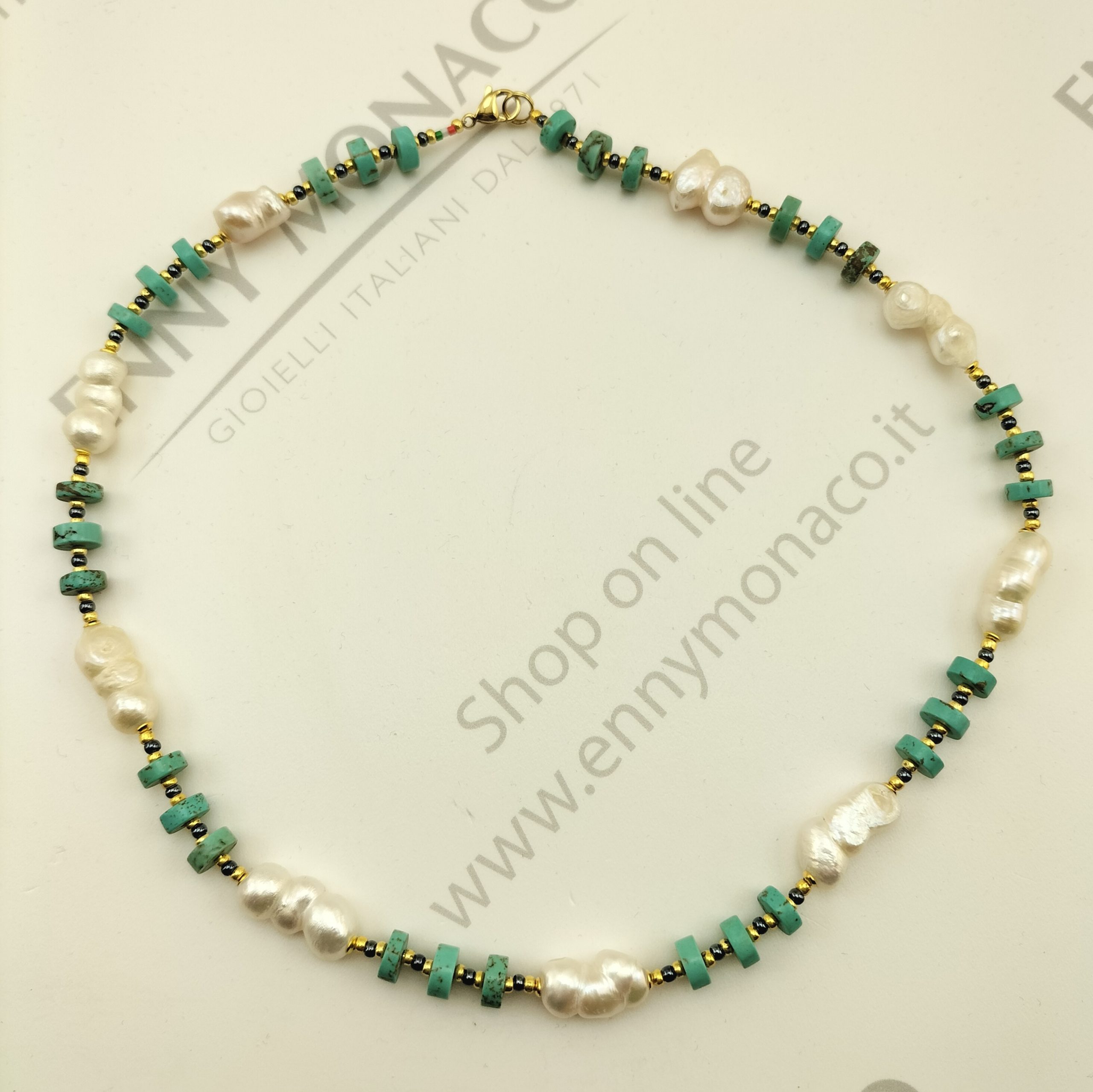 collana dischi magnesite turchese