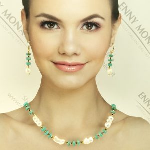 collana dischi magnesite turchese