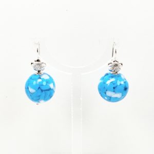 orecchini fiore argento boule marmorizzate turchesi