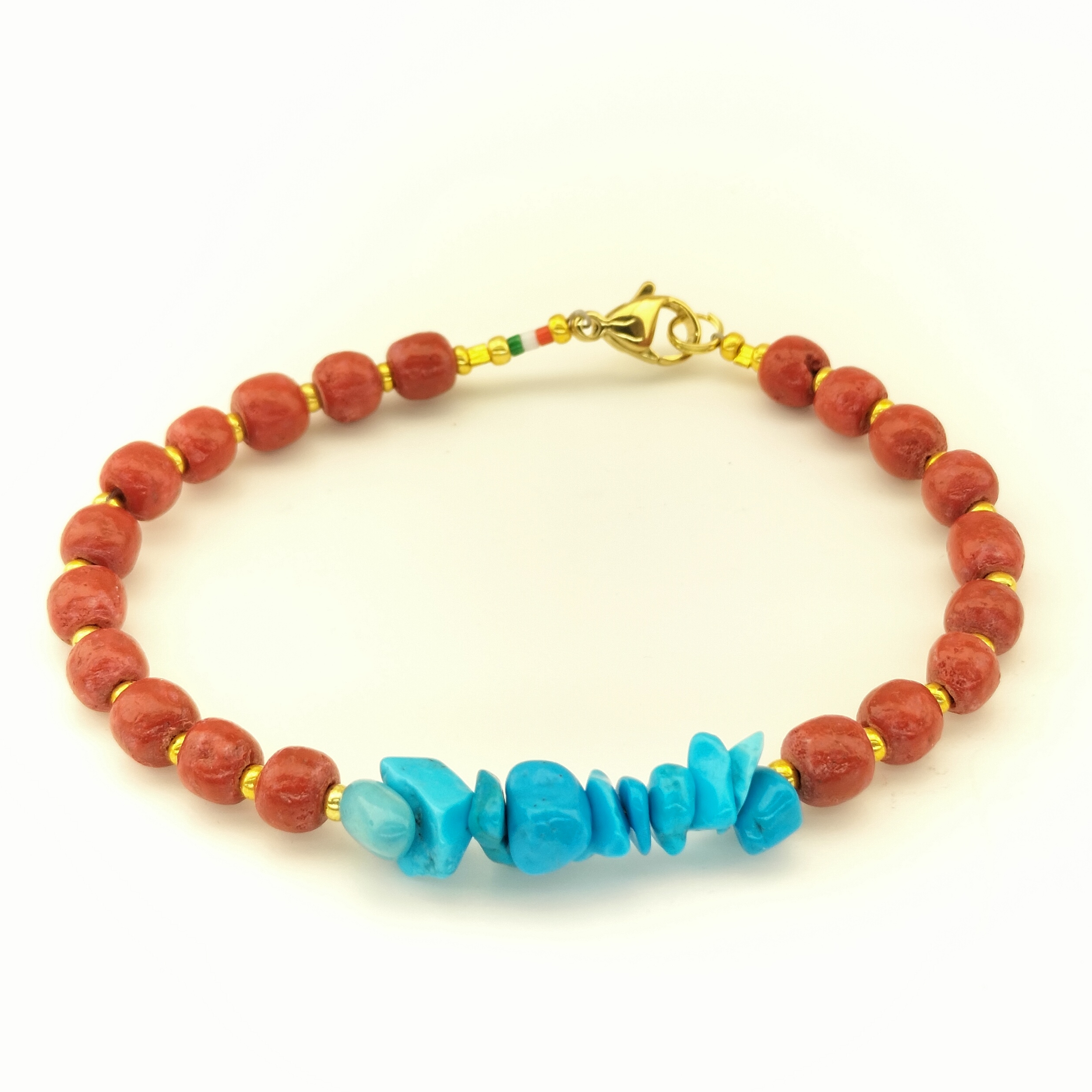 BRACCIALE MAGNESITE TURCHESE MADREPORA BRACCIALE MAGNESITE TURCHESE MADREPORA