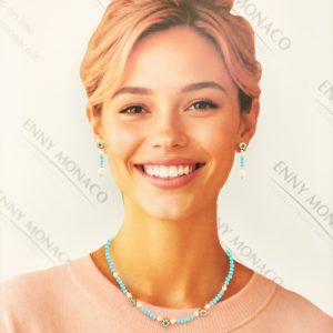 collana fiorellini swarovski turchese