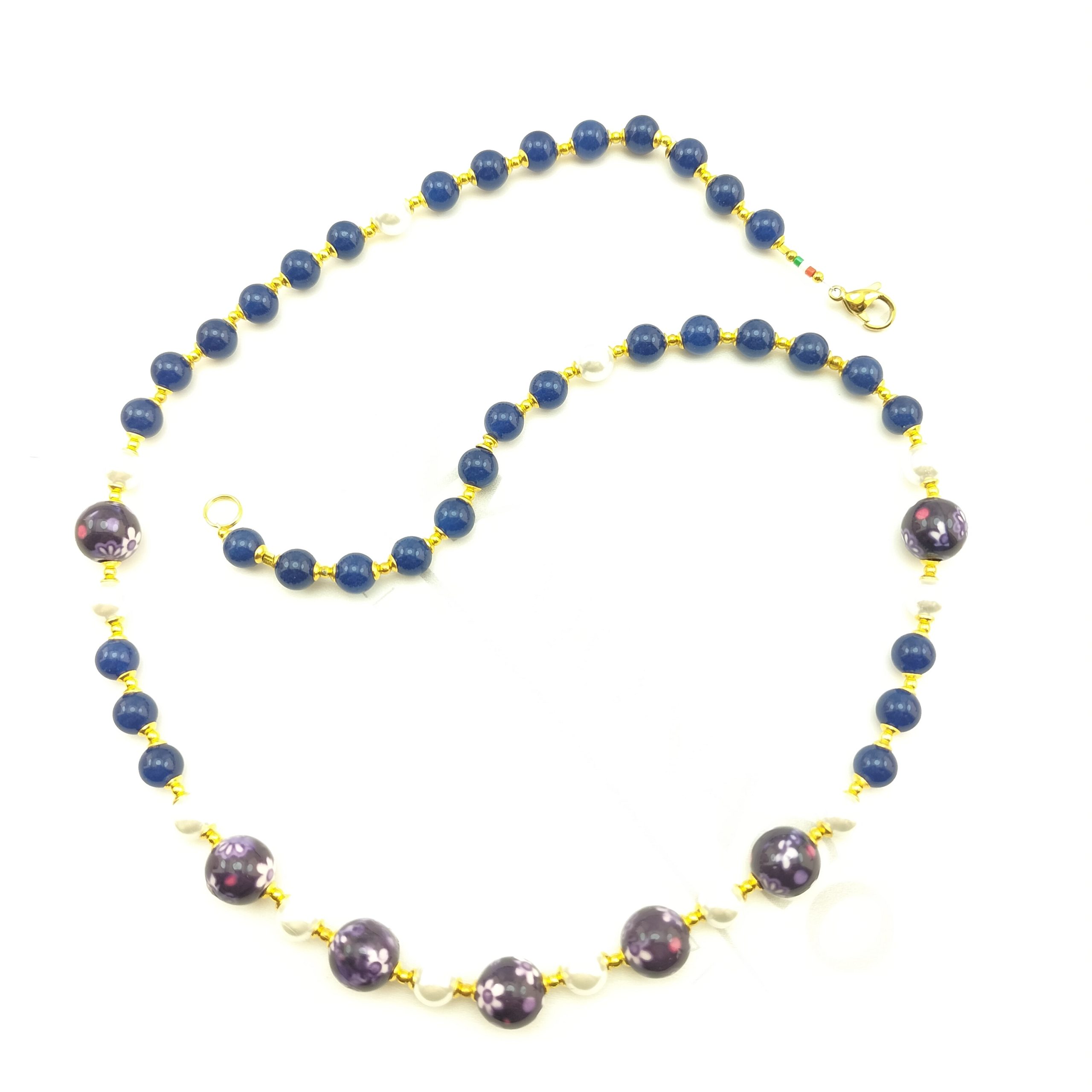 collana giada turmalina blu fiori resina