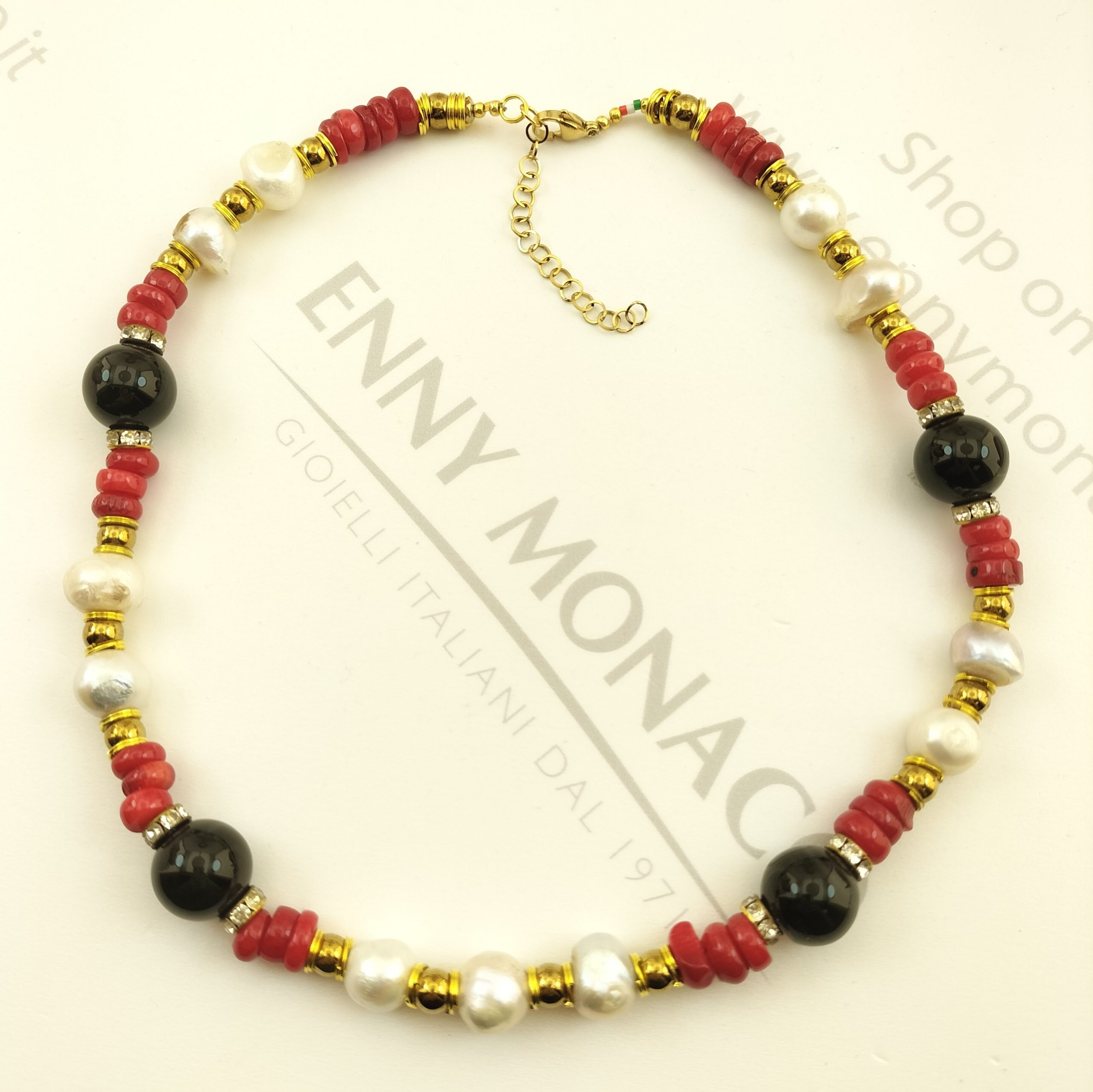 collana scaramazze onice corallo bamboo