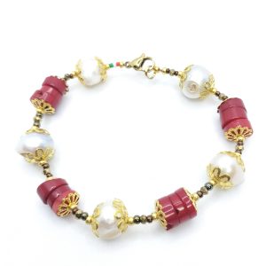 bracciale scaramazze dischi corallo bamboo dorato