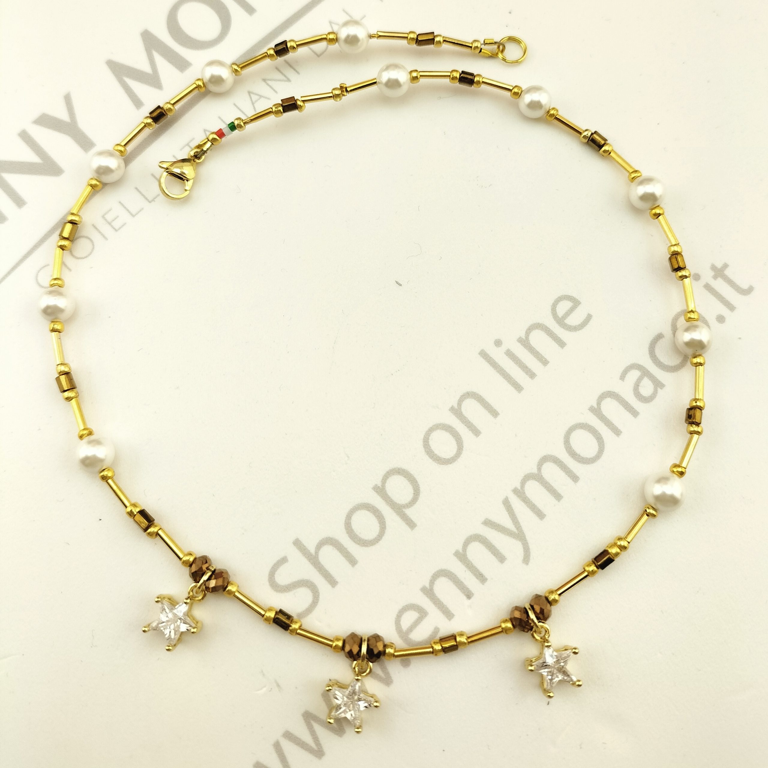 collana 3 stelle zirconi