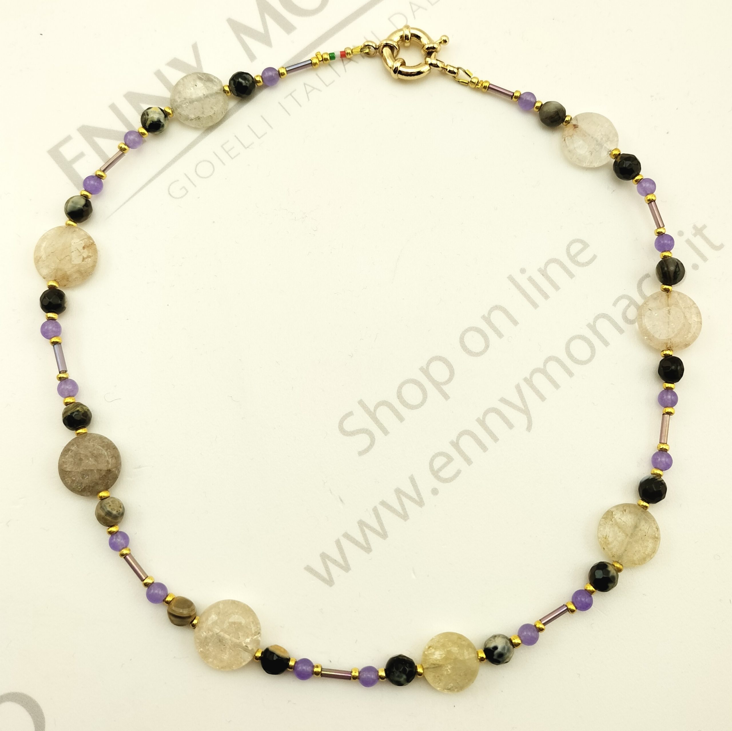 collana dischi quarzo agate ametiste